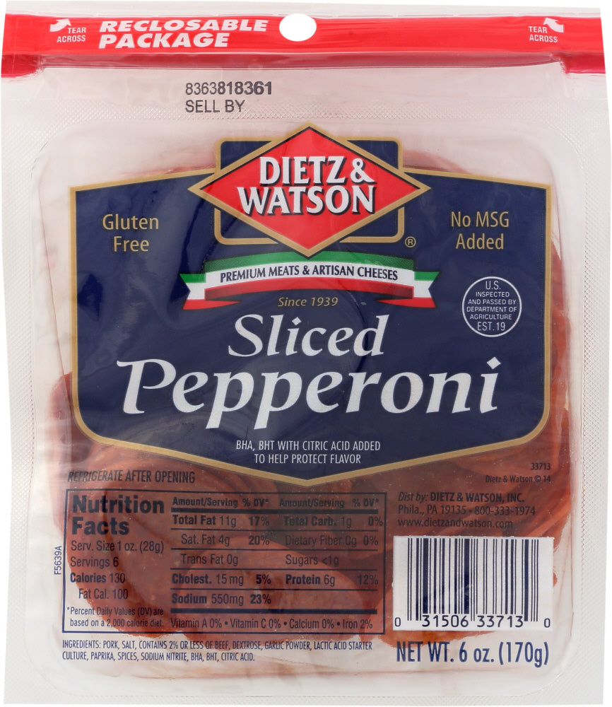 DIETZ AND WATSON: Sliced Pepperoni, 6 oz