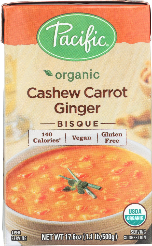 PACIFIC FOODS: Soup Cashew Carrot Ginger Bisque, 17.6 oz