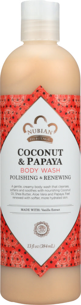 NUBIAN HERITAGE: Body Wash Coconut & Papaya, 13 oz