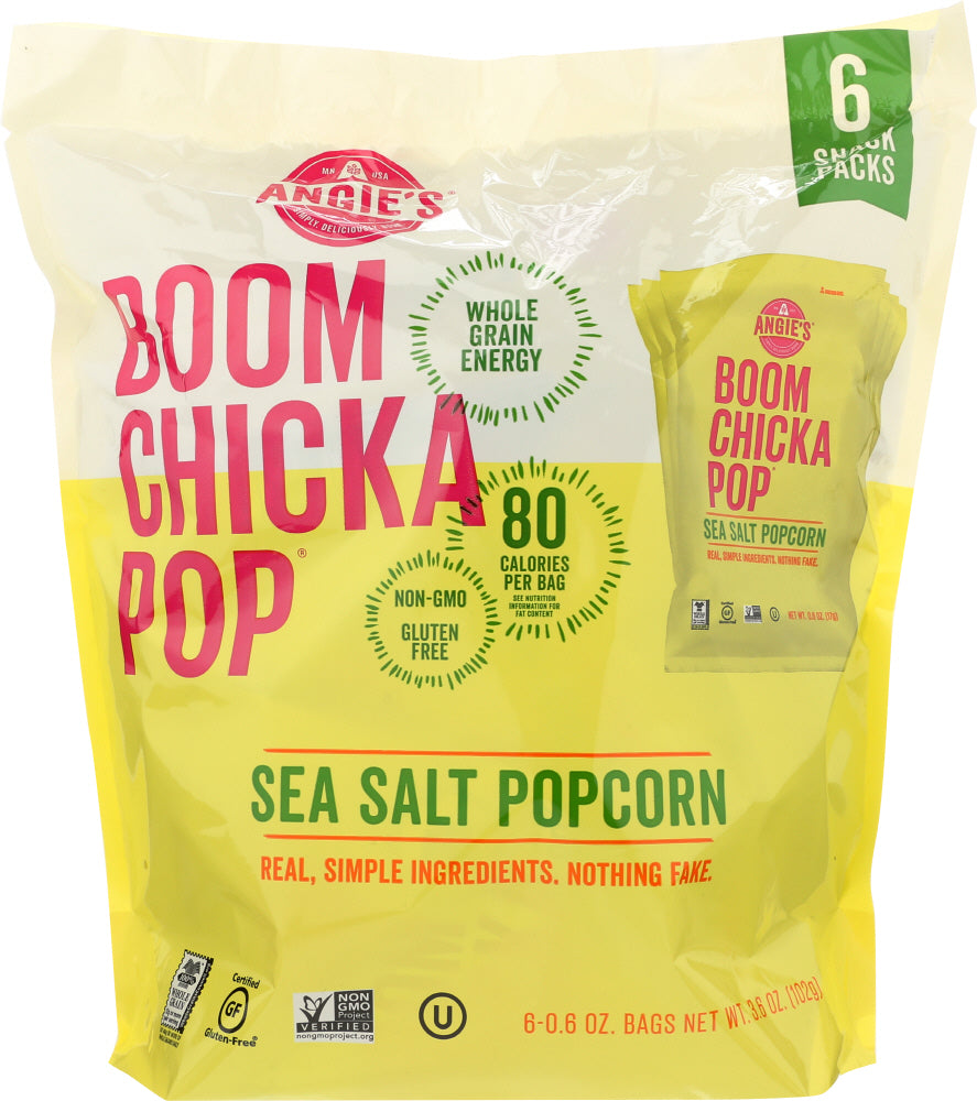ANGIES: Sea Salt Popcorn Snack Packs, 3.6 oz