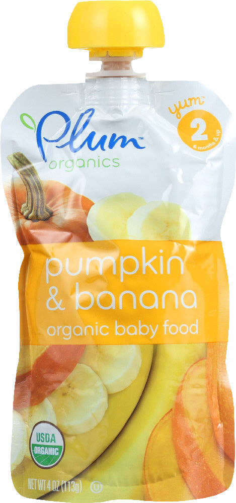 PLUM ORGANICS: Organic Baby Food Stage 2 Pumpkin & Banana, 4 oz