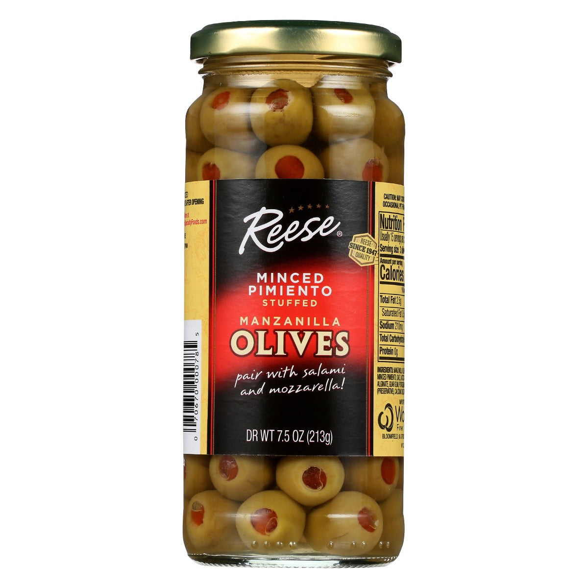 REESE: Olive Stfd Manz Pimnto Plcd, 7.5 oz
